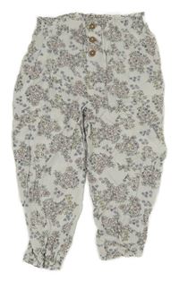 Biele kvietkovane háremové nohavice Primark