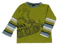 Olivovo-pruhované triko s bagrem Next