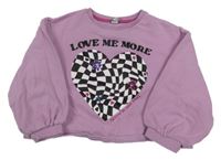 Lila crop mikina so srdiečkom Tu