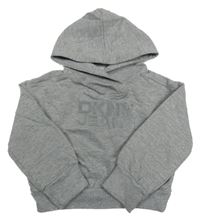 Šedá melírovaná oversize mikina s logem a kapucí DKNY