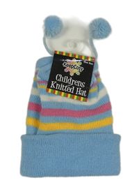 Nové - Světlemodrá pletená čepice s proužky Keepcosy