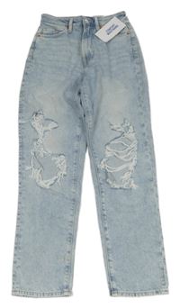 Nové - Světlemodré mom rifle s dírami na kolenou H&M