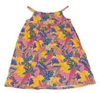 Pudrovo-ružovo-žlté letné šaty s lístečky Next