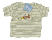 Smetanovo-piesková é pruhované tričko s Pú a Tygříkem zn. Disney