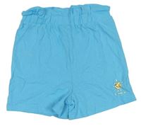 Azurové paper bag kraťasy so zlatým slniečkom