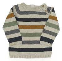 Svetlošedá -pruhovaný melírovaný sveter H&M