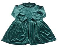 Smaragdové zamatové šaty s volánikom HEMA