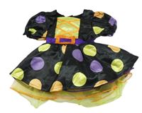 Kostým - Černo-puntíkaté saténové šaty amscan