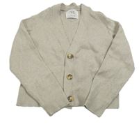 Svetlosivý melírovaný rebrovaný prepínaci oversize crop sveter ZARA