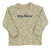 Světlebéžové pyžamové triko s dinosaury a nápisem Topomini