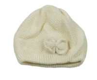 Smetanovo-zlatá melírovaná čepice s mašlí a třpytkami C&A