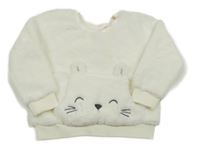 Smetanová chlupatá mikina s čumáčkem/kapsou Nutmeg