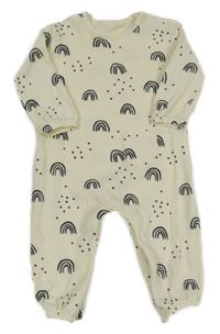 Smetanový žebrovaný overal s duhami George