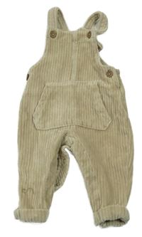 Béžové žebrované sametové laclové kalhoty s kapsou F&F