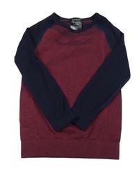 Vínovo-tmavomodré melírované thermo tričko so vzorom lupilu