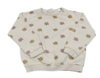 Smetanová oversize mikina s kytičkami ZARA