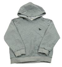 Šedá melírovaná mikina s dinosaurem a kapucí 