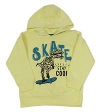 Nové - světležlutá oversize mikina s dinosaurem a kapucí PRIMARK