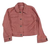 Starorůžová riflová crop bunda s límečkem Nutmeg