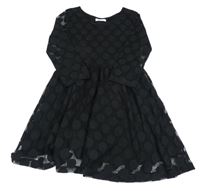 Čierne bodkovaná é čipkové šaty H&M
