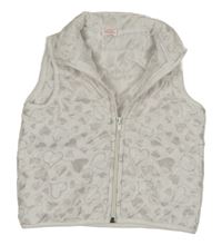 Biela prešívaná šušťáková zateplená vesta so srdiečkami