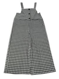 Čierno-biely kockovaný nohavicový culottes overal COSMIC KIDS