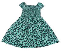 Tmavomodro-modrozelené vzorované šaty C&A