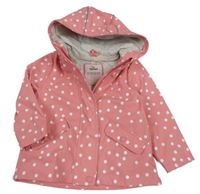 Ružovo-biela bodkovaná á nepromokavá jarná bunda s kapucňou Topomini