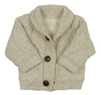 Světlešedý melírovaný vzorovaný propínací zateplený svetr Nutmeg