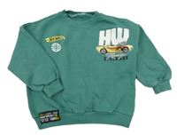 Olivová oversize mikina s autem - Hot Wheels