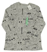 Nové - světlešedé melírované triko s ovladači PRIMARK
