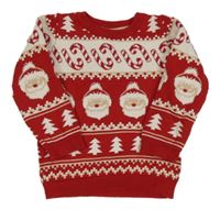 Červeno-smotanový vianočný sveter so Santy so cute