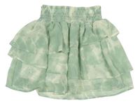 Zelenkavo-smotanová žoržetová vrstvená sukňa H&M
