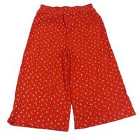 Červené kvetované rebrované culottes nohavice Tu