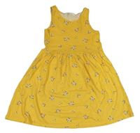 Žluté květované bavlněné šaty H&M