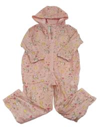 Růžová šusťáková kombinéza s jednorožci a kapucí Matalan
