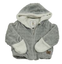 Sivá vzorovaná chlpatá zateplená prepínaci mikina s kapucňou zn. C&A