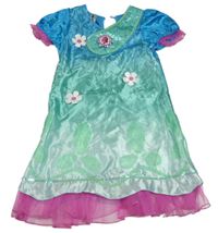 Kostým - Modro-tyrkysové šaty s květy - Poppy - Trolls George