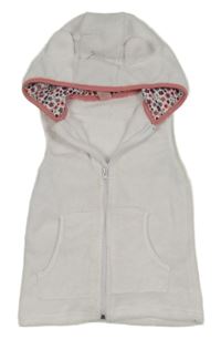 Biela chlpatá prepínaci vesta s kapucňou Kiki&Koko