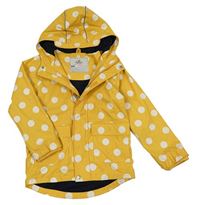 Hořčicová puntíkatá nepromokavá jarní bunda s kapucí Topolino
