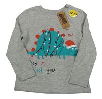 Nové - Šedé melírované triko s dinosaurem George