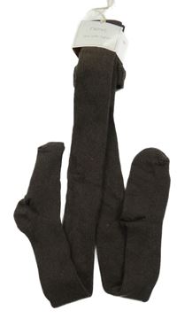 Nové - Tmavohnědé žebrované punčocháče Next