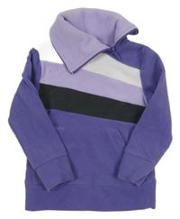 Fialovo-bielo-antracitová fleecová mikina s komínovým golierom