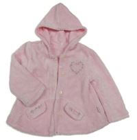 Ružová chlpatá podšitá mikina s kvetinami a kapucňou