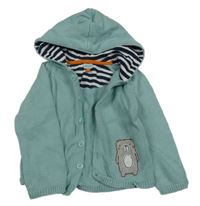 Svetlozelený prepínaci sveter s medvěďom a kapucňou Waitrose