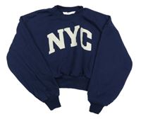 Tmavomodrá crop mikina s písmeny H&M