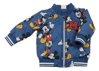 Tmavomodrá šusťáková zateplená bunda s Mickeym Disney