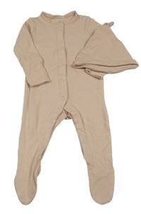 Nové - 2set - Pudrový žebrovaný overal + čepice F&F