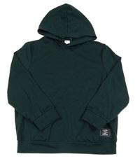 Tmavozelená ľahká mikina s nášivkou a kapucňou Shein