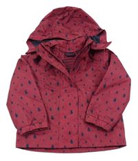 Vínová šušťáková jarná bunda s kapkami a kapucňou Impidimpi